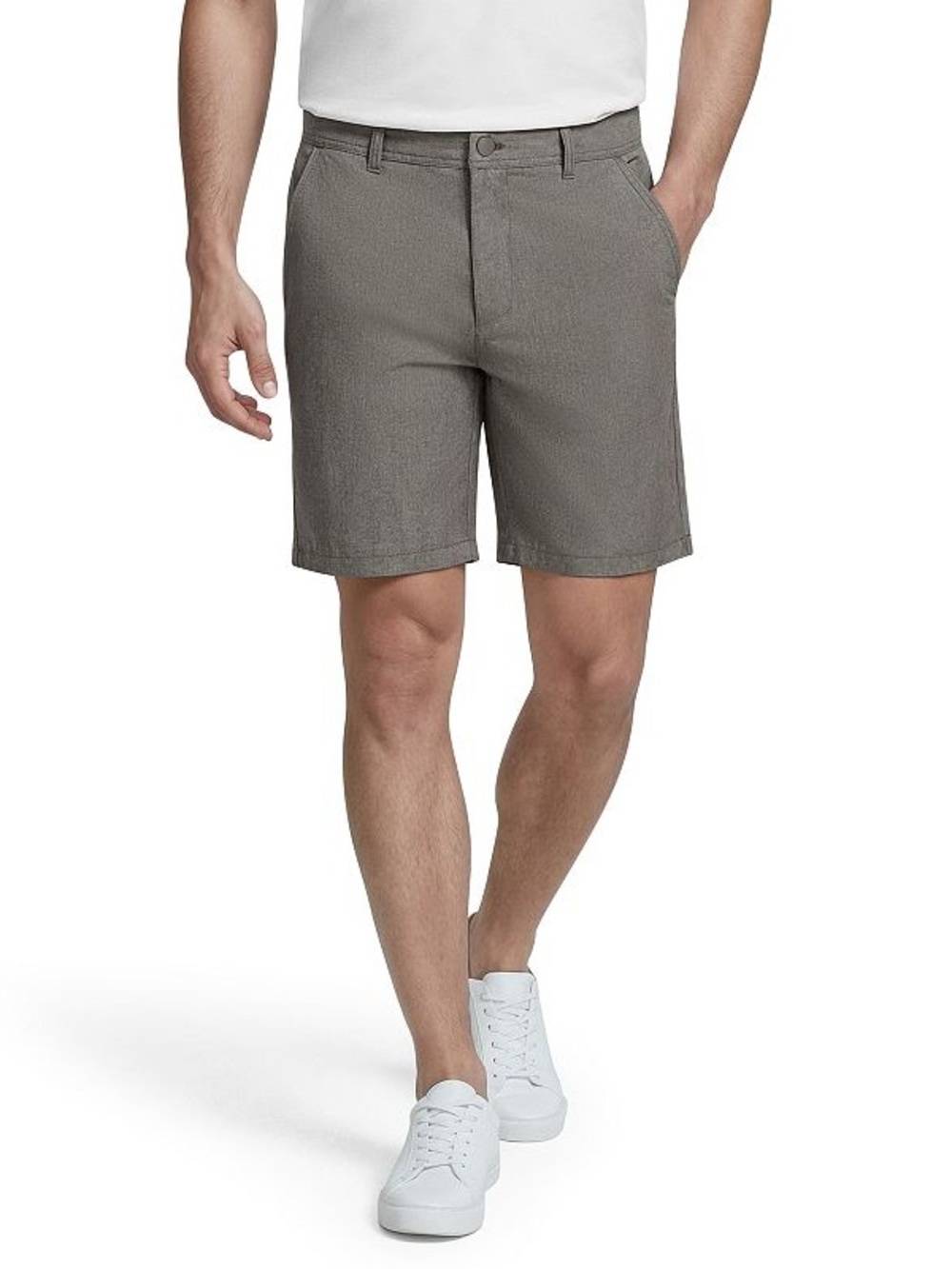 Izod Men's hybrid performance Charcoal Flat-Front Casual Shorts
